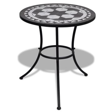 Vidaxl Bistro miza črna in bela 60 cm mozaik