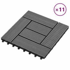 Vidaxl 11 kosov 30 x 30 cm sivih zunanjih ploščic WPC 1 m²