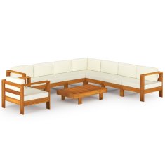 Vidaxl 9-delni vrtni sedežni komplet z blazinami 100x60 cm akacijev les