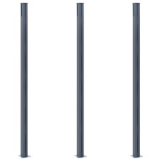 Vidaxl Ograjni stebrički 3 kosi temno sivi 185 cm aluminij