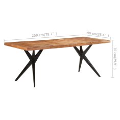 Vidaxl Jedilna miza 200x90x76 cm trden akacijev les