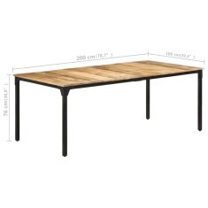 Vidaxl Jedilna miza 200x100x76 cm robusten mangov les