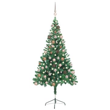 Vidaxl Umetna novoletna jelka osvetljena z bučkami 150 cm 380 vejic