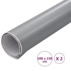 Vidaxl Folija za avto 2 kosa 4D srebrna 100x150 cm