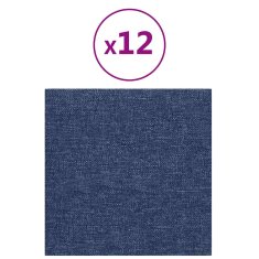 Vidaxl Stenski paneli 12 kosov modri 30x30 cm blago 1,08 m²
