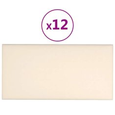 Vidaxl Stenski paneli 12 kosov krem 30x15 cm žamet 0,54 m²