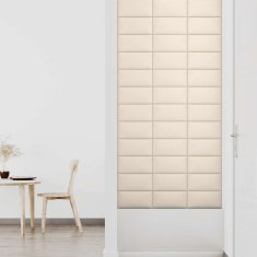 Vidaxl Stenski paneli 12 kosov krem 30x15 cm žamet 0,54 m²