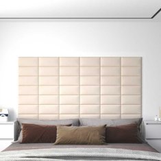 Vidaxl Stenski paneli 12 kosov krem 30x15 cm žamet 0,54 m²