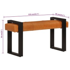 Vidaxl Klop črna in rjava 110 cm pravo kozje usnje