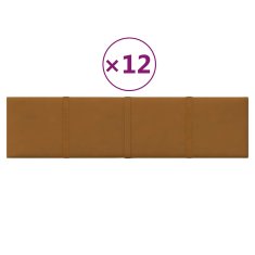 Vidaxl Stenski paneli 12 kosov rjavi 60x15 cm žamet 1,08 m²