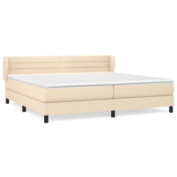 Vidaxl Box spring postelja z vzmetnico krem 200x200 cm blago