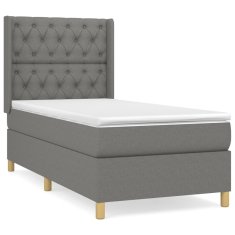 Vidaxl Box spring postelja z vzmetnico temno siva 80x200 cm blago