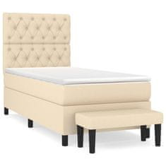 Vidaxl Box spring postelja z vzmetnico krem 80x200 cm blago