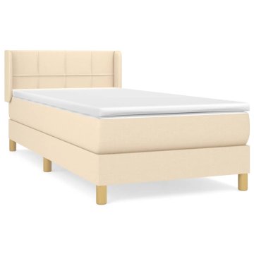 Vidaxl Box spring postelja z vzmetnico krem 80x200 cm blago