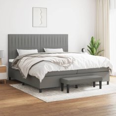 Vidaxl Box spring postelja z vzmetnico temno siva 200x200 cm blago