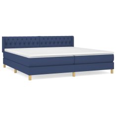 Vidaxl Box spring postelja z vzmetnico moder 200x200 cm blago