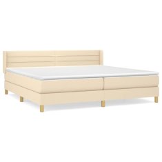Vidaxl Box spring postelja z vzmetnico krem 200x200 cm blago