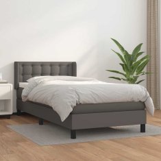Vidaxl Box spring postelja z vzmetnico siva 80x200 cm umetno usnje