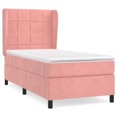 Vidaxl Box spring postelja z vzmetnico roza 90x200 cm žamet