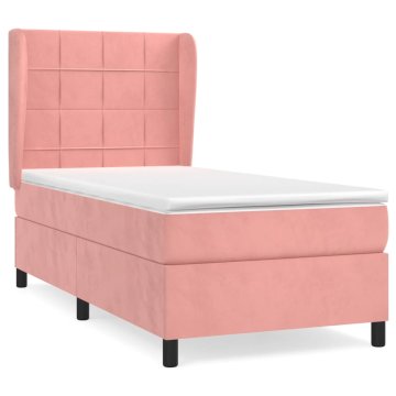 Vidaxl Box spring postelja z vzmetnico roza 80x200 cm žamet