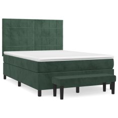 Vidaxl Box spring postelja z vzmetnico temno zelen 140x190 cm žamet