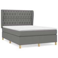 Vidaxl Box spring postelja z vzmetnico temno siva 140x200 cm blago