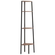 Vidaxl 4-nadstropna kotna polica temno rjava in črna 45,5x31,5x150 cm