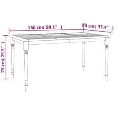 Vidaxl Batavia miza 150x90x75 cm trdna tikovina