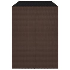Vidaxl Barska miza s stekleno ploščo rjava 145x80x110 cm poli ratan