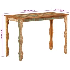 Vidaxl Jedilna miza 110x52x76 cm trden predelan les