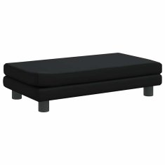 Vidaxl Otroški kavč s stolčkom za noge črn 100x50x30 cm umetno usnje