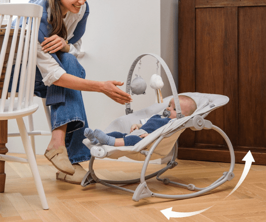  Momi Lapis otroški gugalnik, 3 položaji, nastavljive vibracije in glasba, temno siv