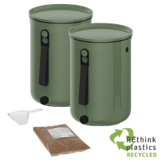 Skaza Bokashi Organko 2 kuhinjski kompostnik, 2x 9,6l, olivni (100889)