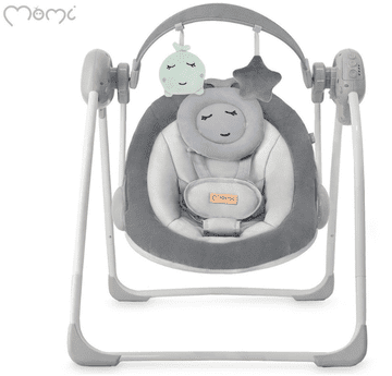 MoMi Liss otroški gugalnik, 5 hitrosti, 8 melodij, siv