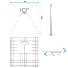 Tuš pladenj Magnum White 90x90