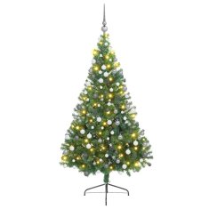 Vidaxl Umetna predhodno osvetljena božična jelka Zelena 180 cm PVC