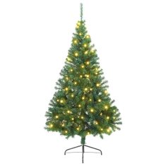 Vidaxl Umetna predhodno osvetljena božična jelka Zelena 210 cm PVC