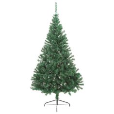 Vidaxl Umetna predhodno osvetljena božična jelka Zelena 210 cm PVC