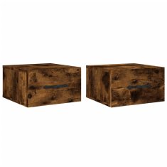 Vidaxl Stenska nočna omarica 2 kosa dimljeni hrast 35x35x20 cm