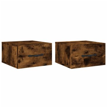 Vidaxl Stenska nočna omarica 2 kosa dimljeni hrast 35x35x20 cm
