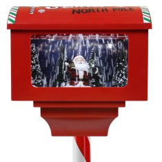 sarcia.eu Rdeča, božična poštna skrinjica na stojalu s Božičkom, LED GLASBENA SKRINJICA, božična dekoracija 27x20x150 cm