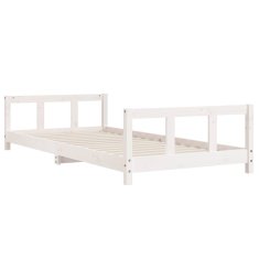 Vidaxl Otroški posteljni okvir bel 90x200 cm trdna borovina