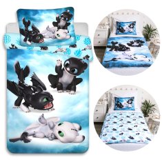 DreamWorks Kako izuriti svojega zmaja Obratna posteljnina, komplet za otroško posteljico z zadrgo, 100% BOMBAŽ 100x135 +40x60 cm OEKO-TEX