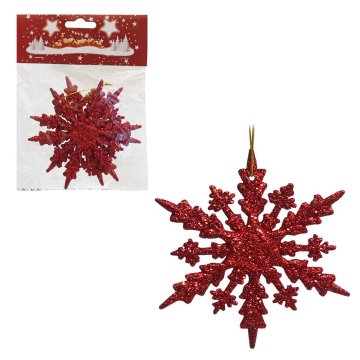 Denis Rdeče snežinke 11 cm 2/1 pakiranje