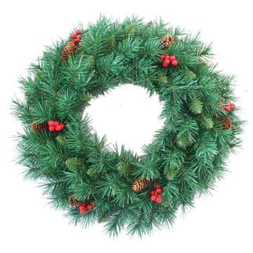 Denis Božični venec za vrata, zelen, storži, jagode, 30 cm