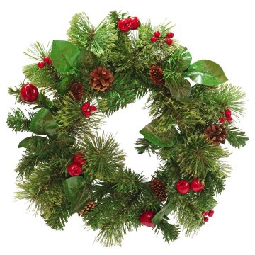 Denis Božični venec za vrata 40 cm zeleno-rdeče barve