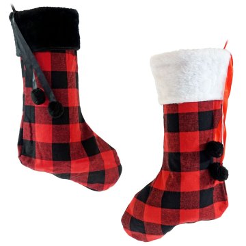 Denis Božični škorenj, 43 cm, rdeče-črni karirasti vzorec, raznovrstni