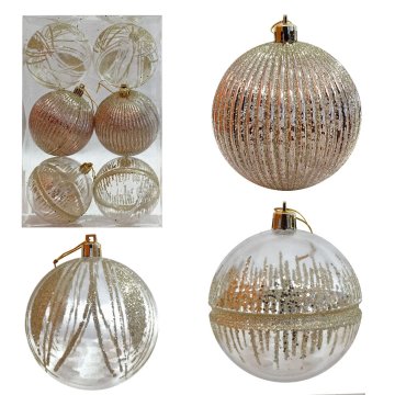 Denis Božične kroglice, 8 cm, 6 kosov/paket, šampanjsko zlate barve