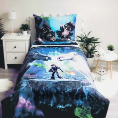 DreamWorks Kako izuriti svojega zmaja Dvostranska bombažna otroška posteljnina z zadrgo, 140x200+70x90 cm OEKO-TEX