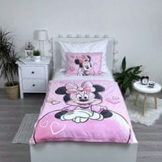 Disney DISNEY Minnie Mouse Roza-bela, DVOJNA, otroška posteljnina z zadrgo, 100% BOMBAŽ 100x135+40x60 cm OEKO-TEX
